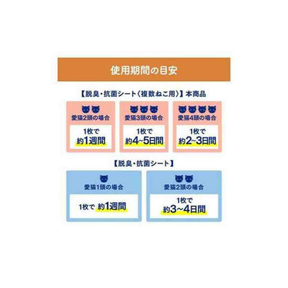 Nyan-Tomo Clean Toilet Deodorizing & Antibacterial Sheets for Multiple Cats 8 Sheets