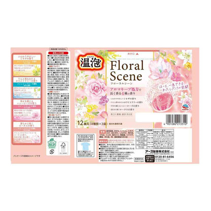 Earth Chemical Onpou Floral Scene Bath Tablets 12 Tablets (4 Types x 3 Tablets)