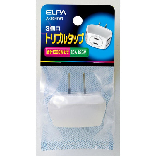 ELPA Triple Tap 3 Outlets White A-30H(W)