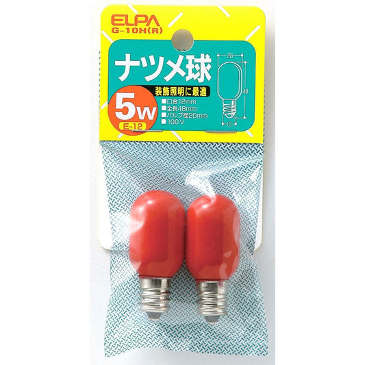 ELPA Color Night Light Bulb 5W Red E12 G-10H(R) (2-pack)