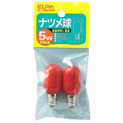 ELPA Color Night Light Bulb 5W Red E12 G-10H(R) (2-pack)