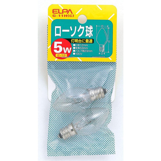 ELPA Candle Bulb 5W Clear E12 G-11H(C) (2-pack)