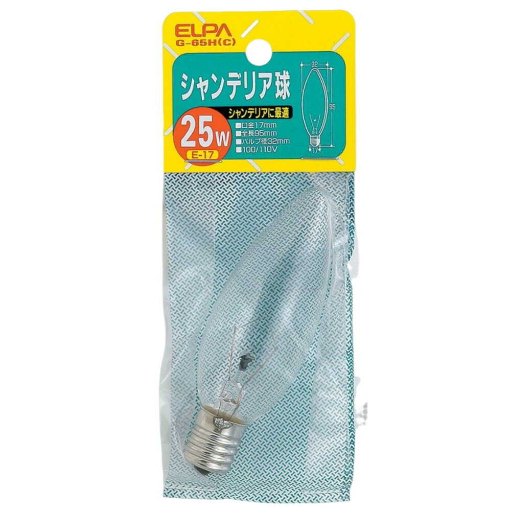ELPA Chandelier Bulb Incandescent E17 25W G-65H (C)