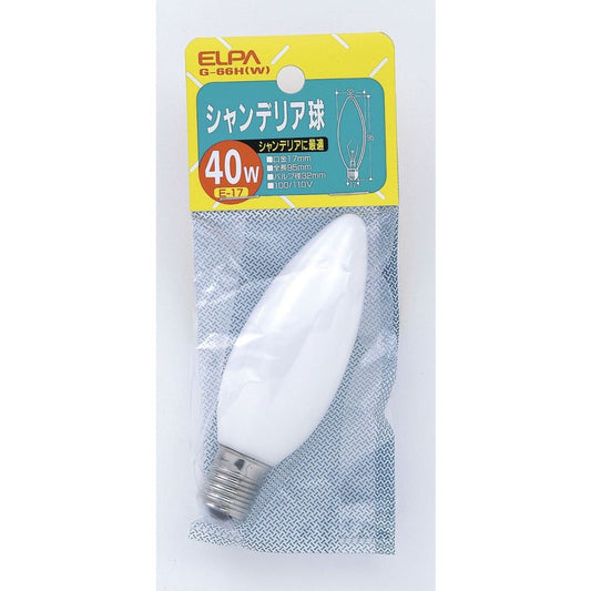 ELPA Chandelier Bulb Incandescent E17 40W G-66H (W)