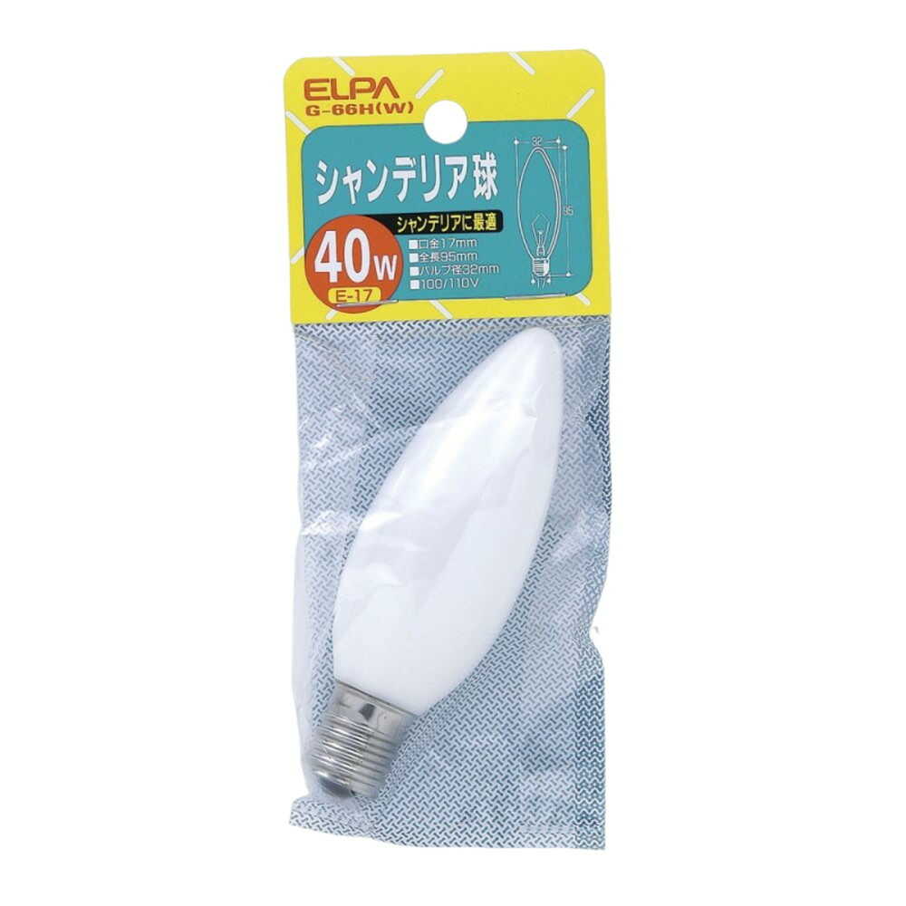 ELPA Chandelier Bulb Incandescent E17 40W G-66H (W)