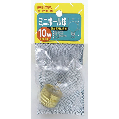 ELPA Mini Ball Bulb Incandescent E26 10W G-84H (C)