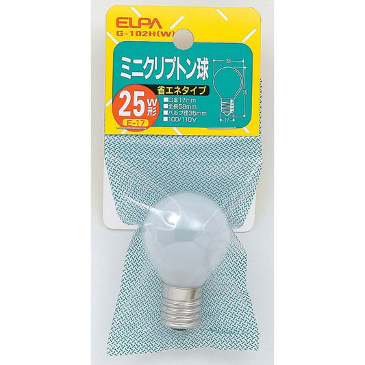 ELPA Mini Krypton Bulb S Type 25W White E17 G-102H (W)