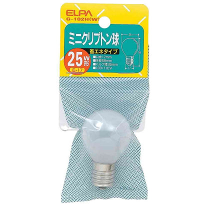 ELPA Mini Krypton Bulb S Type 25W White E17 G-102H (W)