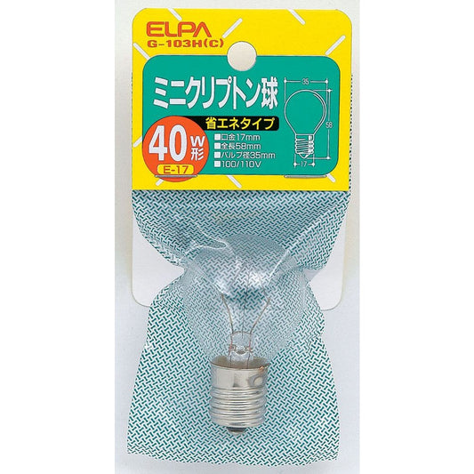 ELPA Mini Krypton Bulb S Type 40W Clear E17 G-103H (C)