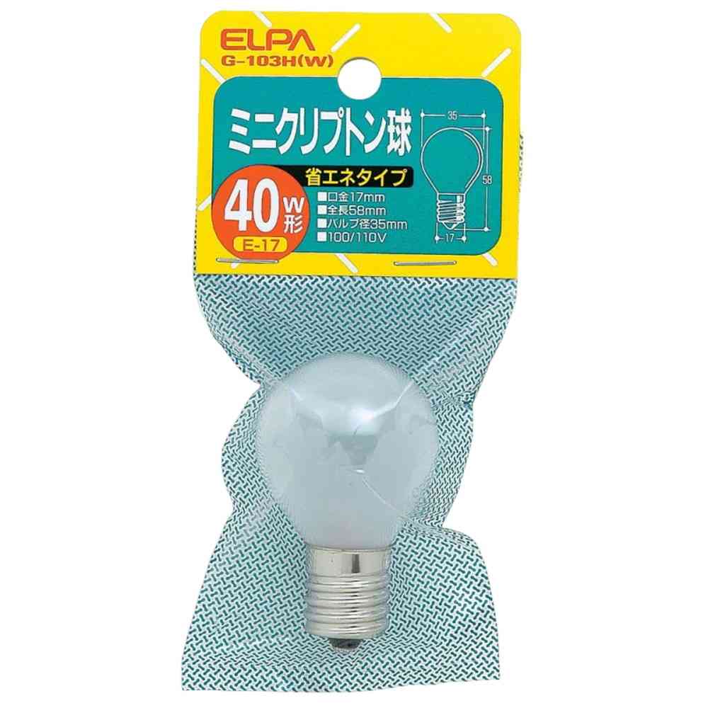 ELPA Mini Krypton Bulb S-Type 40W White E17 G-103H(W)