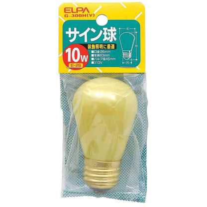 Elpa ELPA Color Sign Bulb 10W Yellow E26 G-300H (Y)