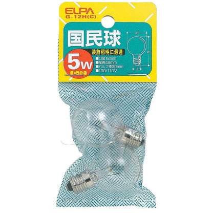ELPA National Bulb Incandescent E12 5W G-12H (C) (2-pack)