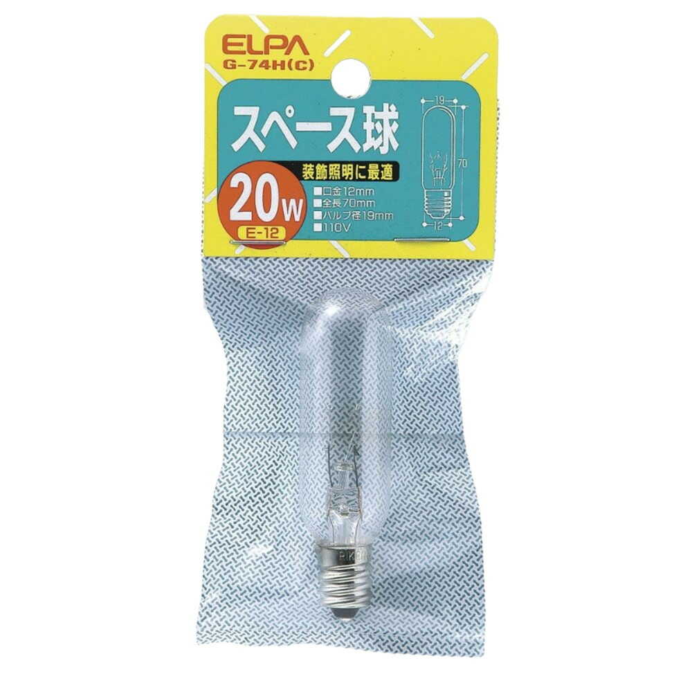 ELPA Space Bulb Incandescent E12 20W G-74H (C)