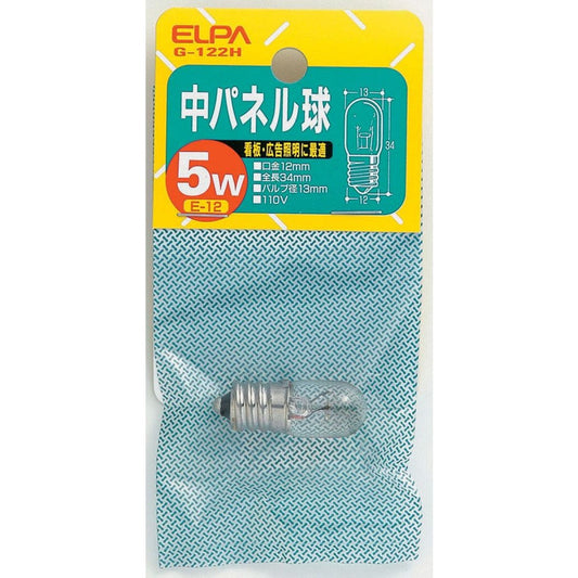 ELPA Medium Panel Bulb Incandescent E12 5W G-122H