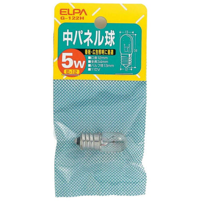 ELPA Medium Panel Bulb Incandescent E12 5W G-122H
