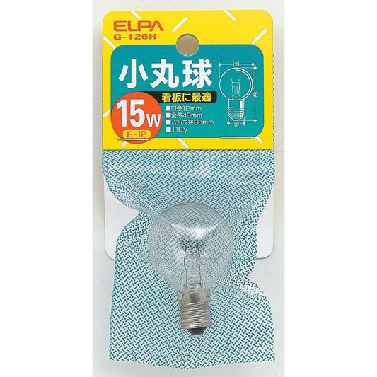 ELPA Small Round Bulb Incandescent E12 15W G-126H