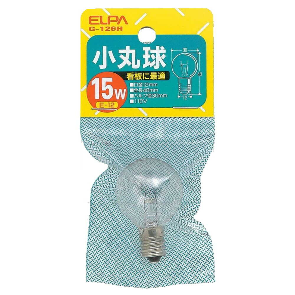 ELPA Small Round Bulb Incandescent E12 15W G-126H