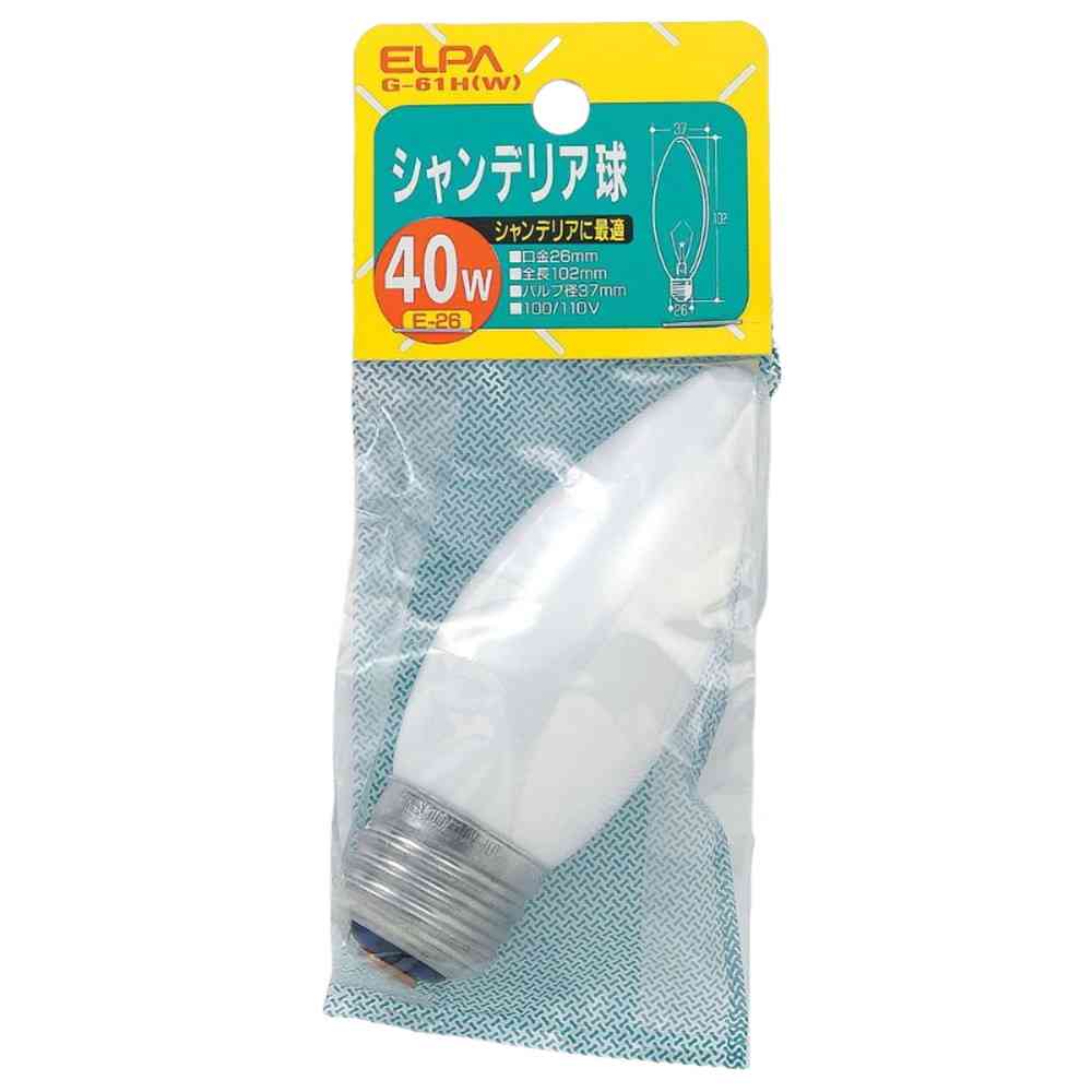 ELPA Chandelier Bulb 40W White E26 G-61H (W)