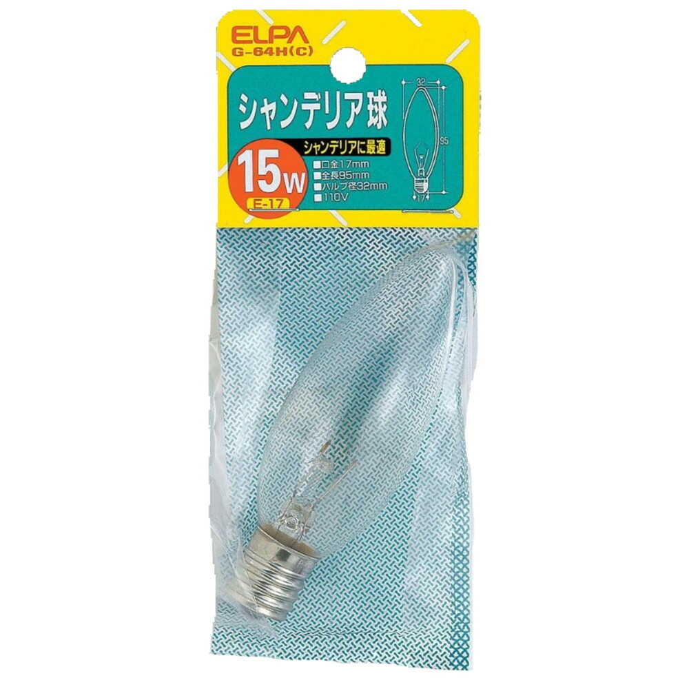 ELPA Chandelier Bulb Incandescent E17 15W G-64H (C)