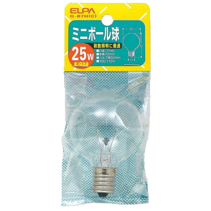 ELPA Mini Ball Bulb Incandescent E17 25W G-87H (C)