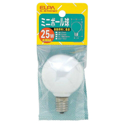 ELPA Mini Ball Bulb Incandescent E17 25W G-87H (W)