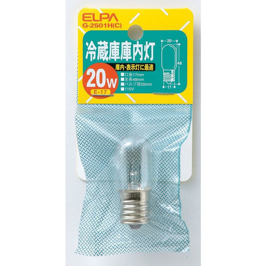 ELPA Refrigerator Interior Light Bulb Incandescent E17 20W G-2501H (C)