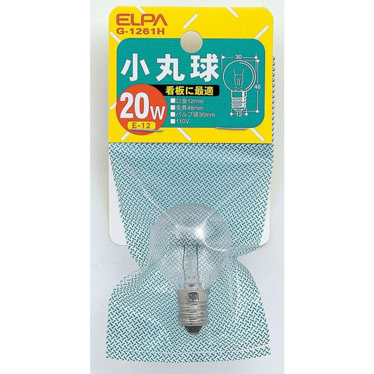 ELPA Small Round Bulb Incandescent E12 20W G-1261H