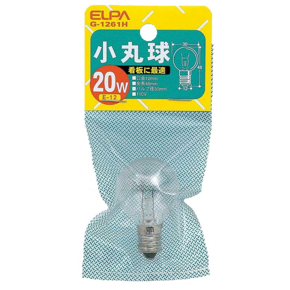 ELPA Small Round Bulb Incandescent E12 20W G-1261H