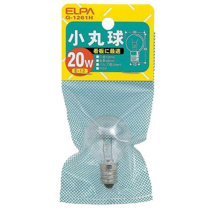 ELPA Small Round Bulb Incandescent E12 20W G-1261H