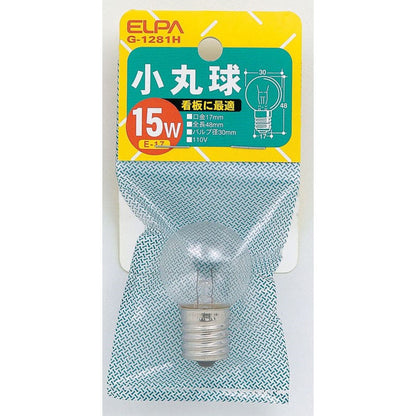 ELPA Small Round Bulb Incandescent E17 15W G-1281H