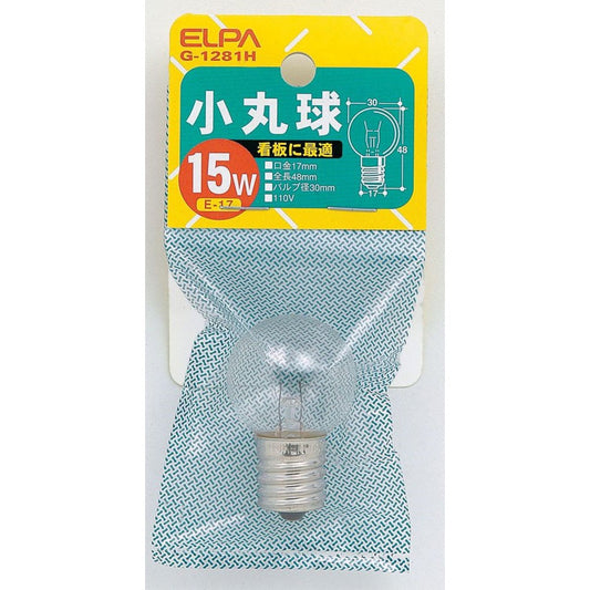 ELPA Small Round Bulb Incandescent E17 15W G-1281H