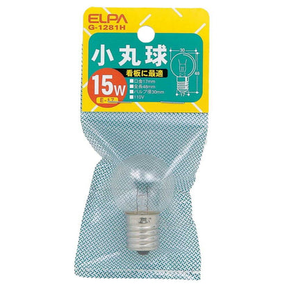 ELPA Small Round Bulb Incandescent E17 15W G-1281H