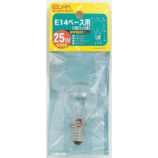 ELPA S-Type Mini Bulb Incandescent E14 25W G-201H (C)