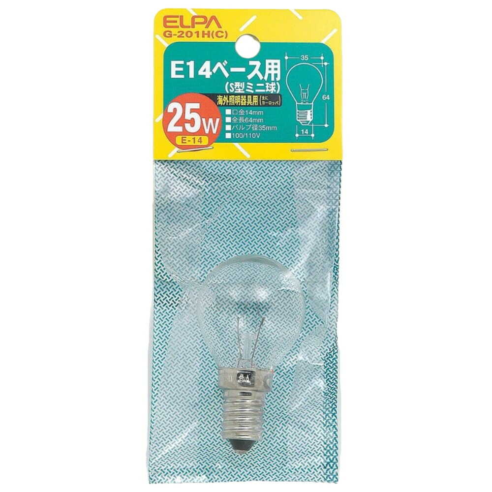 ELPA S-Type Mini Bulb Incandescent E14 25W G-201H (C)