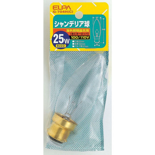 Elpa ELPA Chandelier Bulb Incandescent B22D 25W G-704H (C)