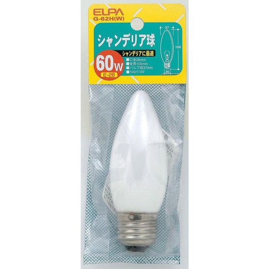 ELPA Chandelier Bulb 60W White E26 G-62H(W)