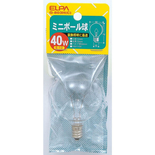 ELPA Mini Ball Bulb Incandescent E12 40W G-803H(C)