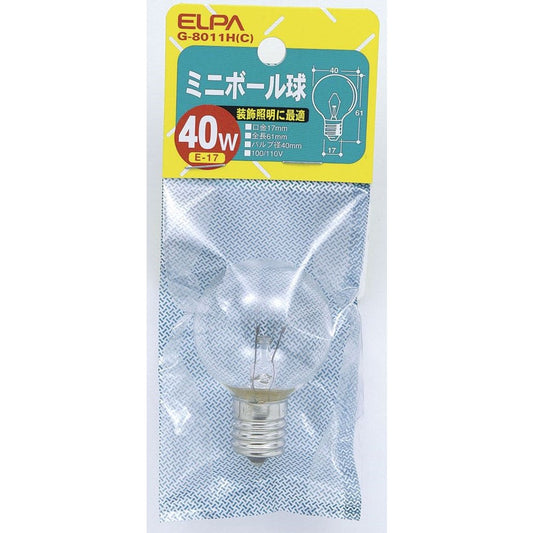 ELPA Mini Ball Bulb Incandescent E17 40W G-8011H(C)