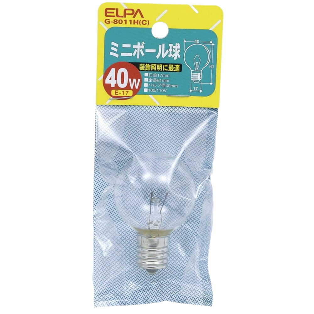 ELPA Mini Ball Bulb Incandescent E17 40W G-8011H(C)