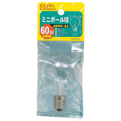 ELPA Mini Ball Bulb Incandescent E17 60W G-805H(C)