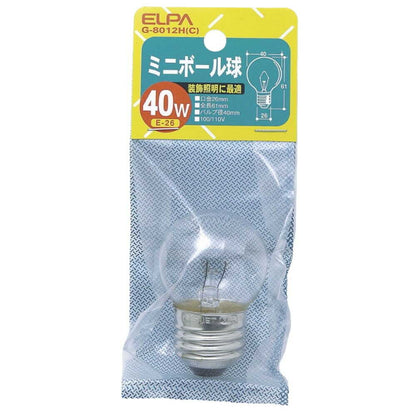 ELPA Mini Ball Bulb Incandescent E26 40W G-8012H(C)