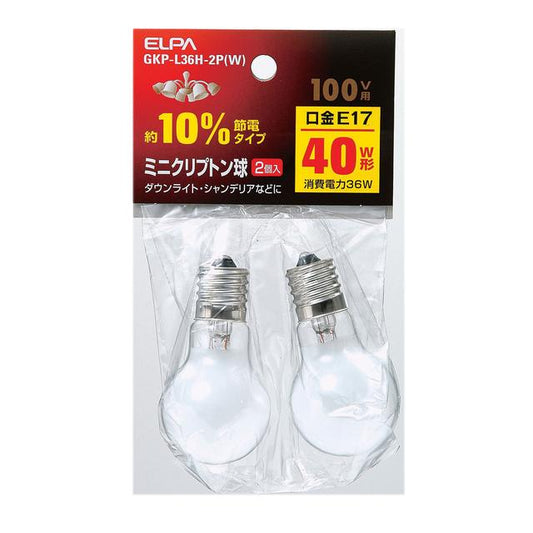 ELPA Mini Krypton Bulb 40W White x 2 L36H-2PW