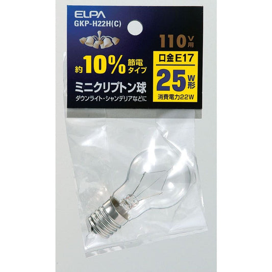 ELPA Mini Krypton Bulb Incandescent Bulb E17 25W Type GKP-H22H (C)
