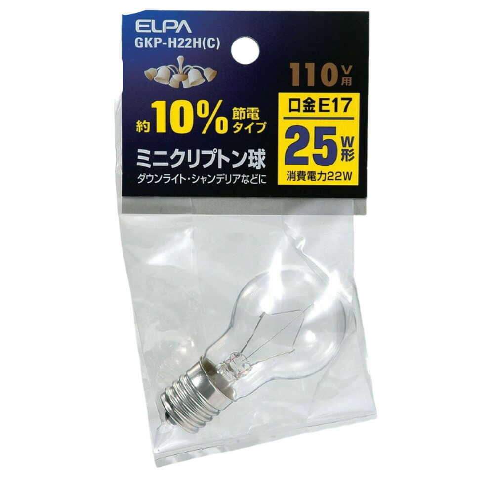 ELPA Mini Krypton Bulb Incandescent Bulb E17 25W Type GKP-H22H (C)