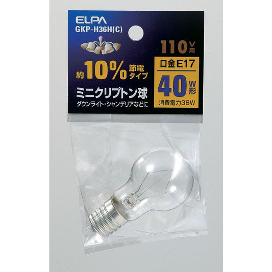 Elpa ELPA Mini Krypton Bulb Incandescent Bulb E17 40W Type GKP-H36H(C)