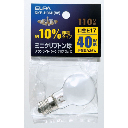 ELPA Mini Krypton Bulb Incandescent E17 40W Type GKP-H36H(W)