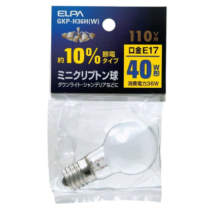 ELPA Mini Krypton Bulb Incandescent E17 40W Type GKP-H36H(W)