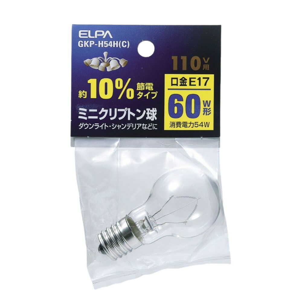 ELPA Mini Krypton Bulb Incandescent E17 60W Type GKP-H54H(C)