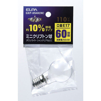 ELPA Mini Krypton Bulb Incandescent Bulb E17 60W Shape GKP-H54H (W)