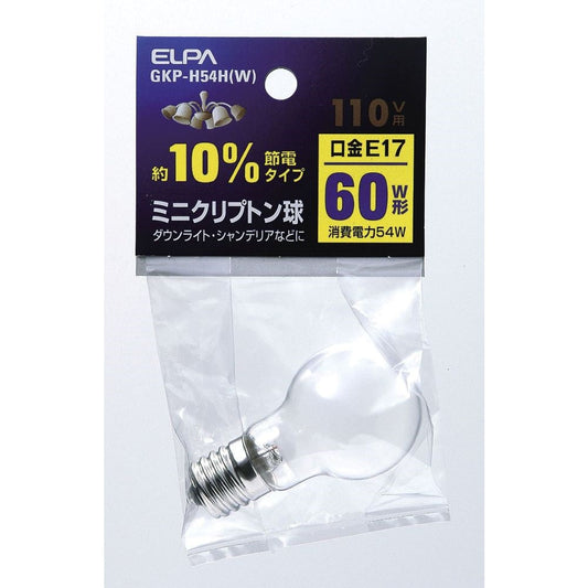 ELPA Mini Krypton Bulb Incandescent Bulb E17 60W Shape GKP-H54H (W)